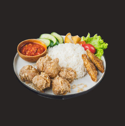 Nasi Bakso Penyet