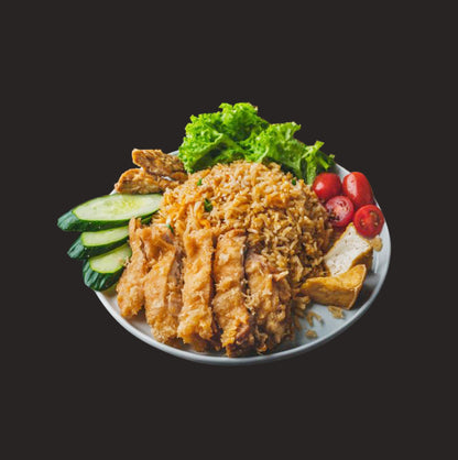 Nasi Goreng Ayam Boneless Penyet/Smashed Boneless Chicken Fried Rice