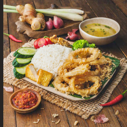 Nasi Sotong Penyet/Smashed Calamari Rice
