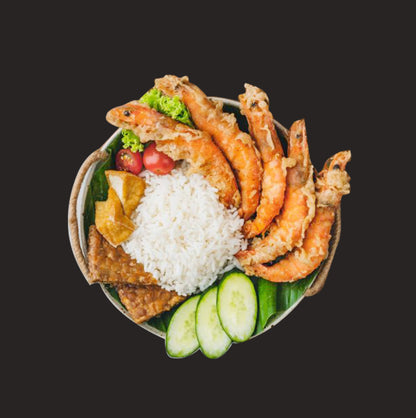 Nasi Udang Penyet/Smashed Fried Prawn Rice
