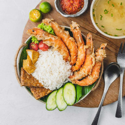 Nasi Udang Penyet/Smashed Fried Prawn Rice