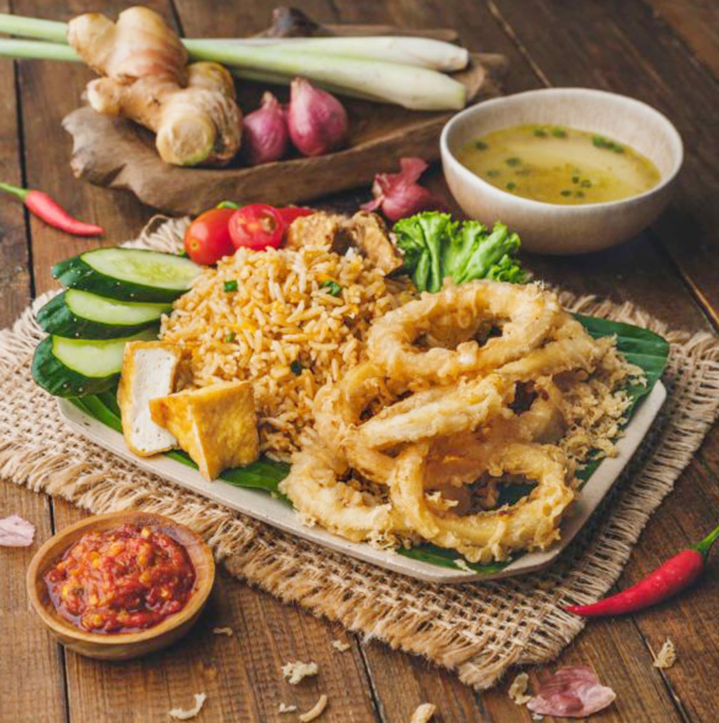 Nasi Goreng Sotong Penyet/Smashed Fried Calamari Fried Rice